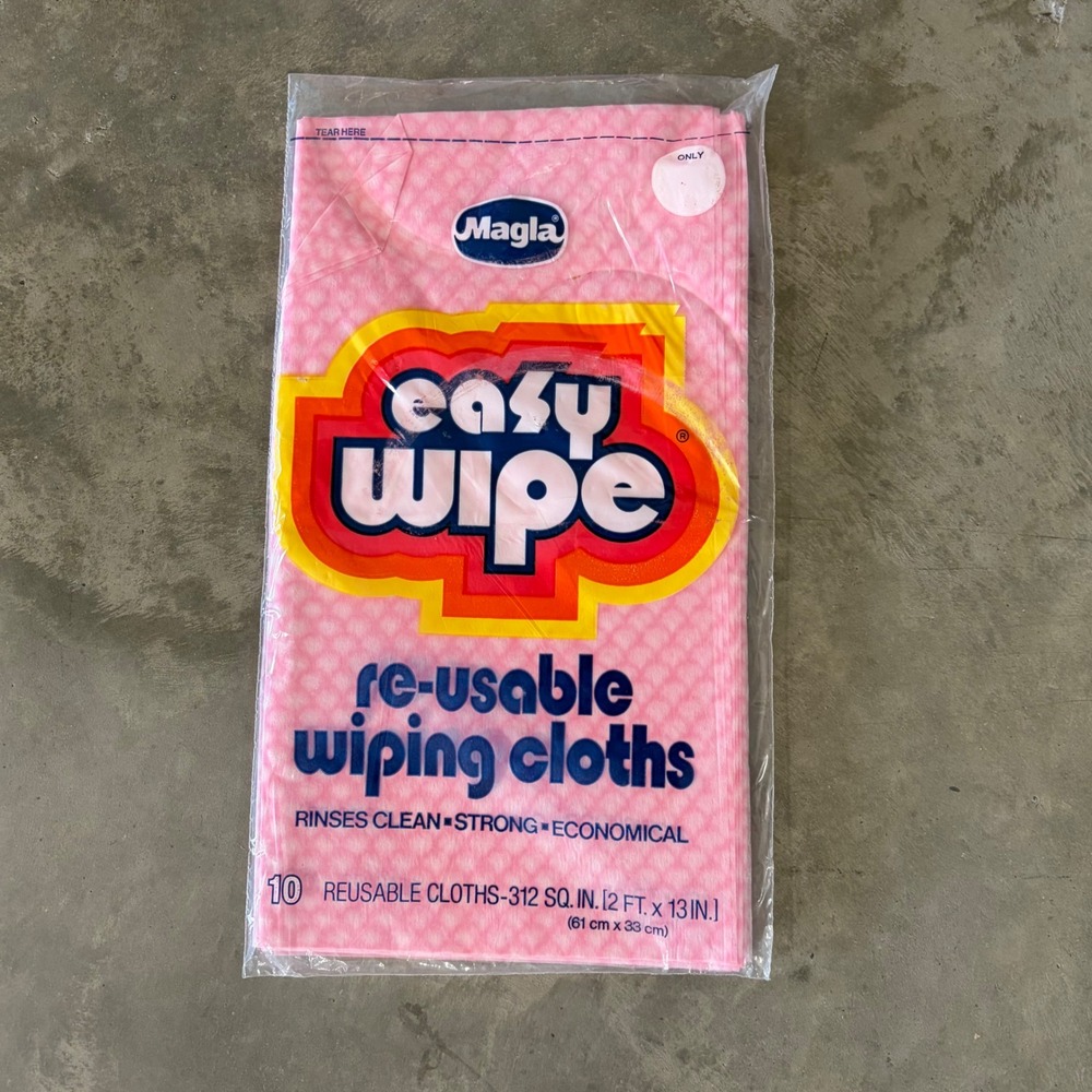 Vintage Magla Easy Wipe Reusable Wiping Cloths 10 Pack Pink Rayon Made in USA